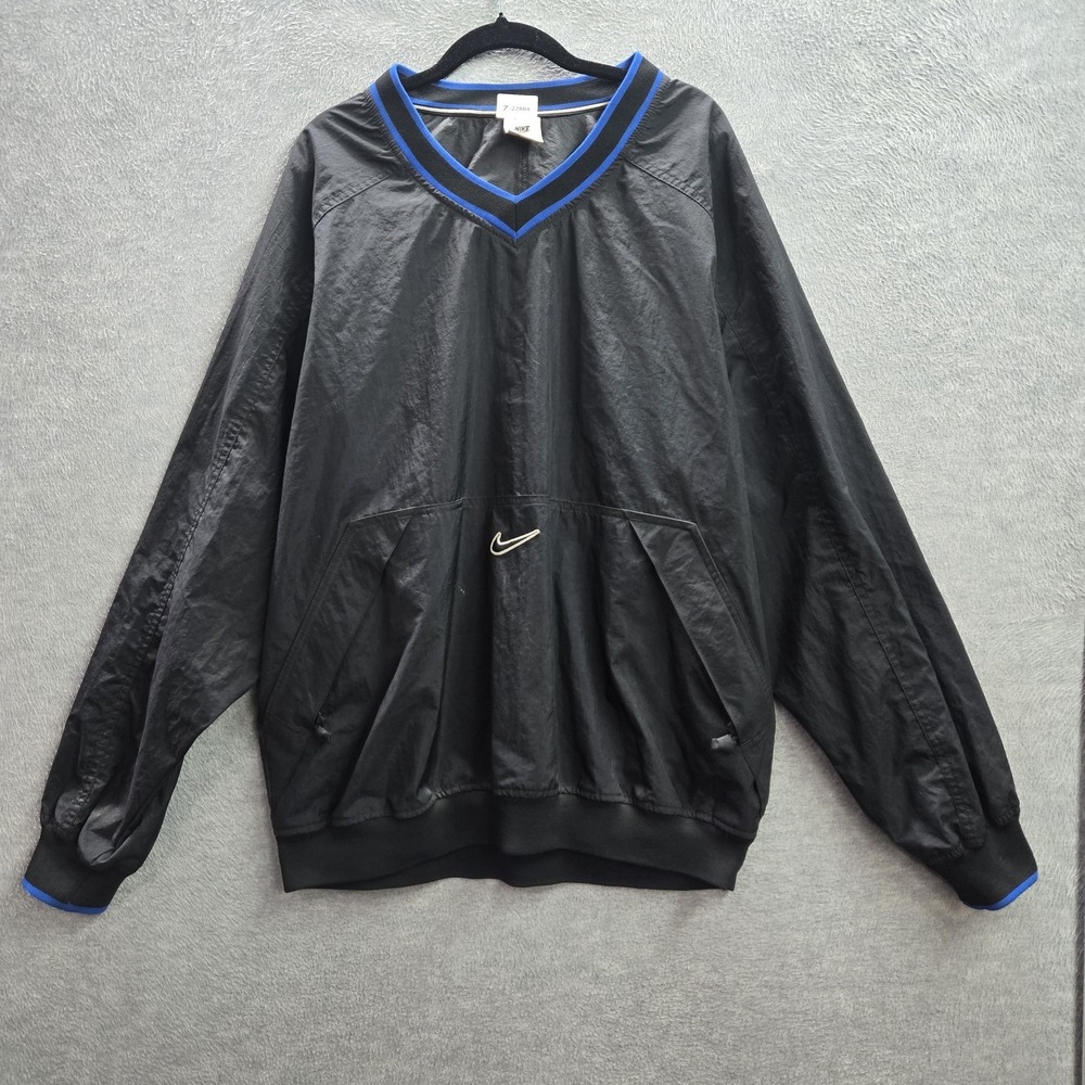 VINTAGE Nike Men Jacket L Black Embroidered Center Swoosh Logo 90s WREAD